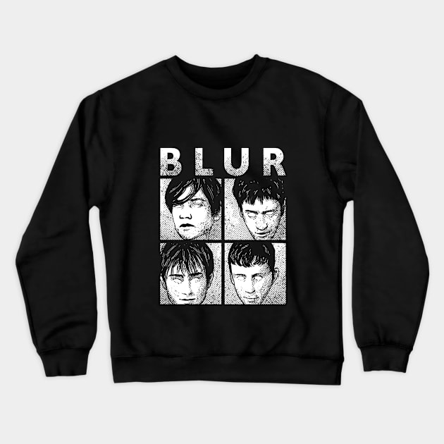 blur band vintage hand drawing illustration design Crewneck Sweatshirt by ROCKHOPPER